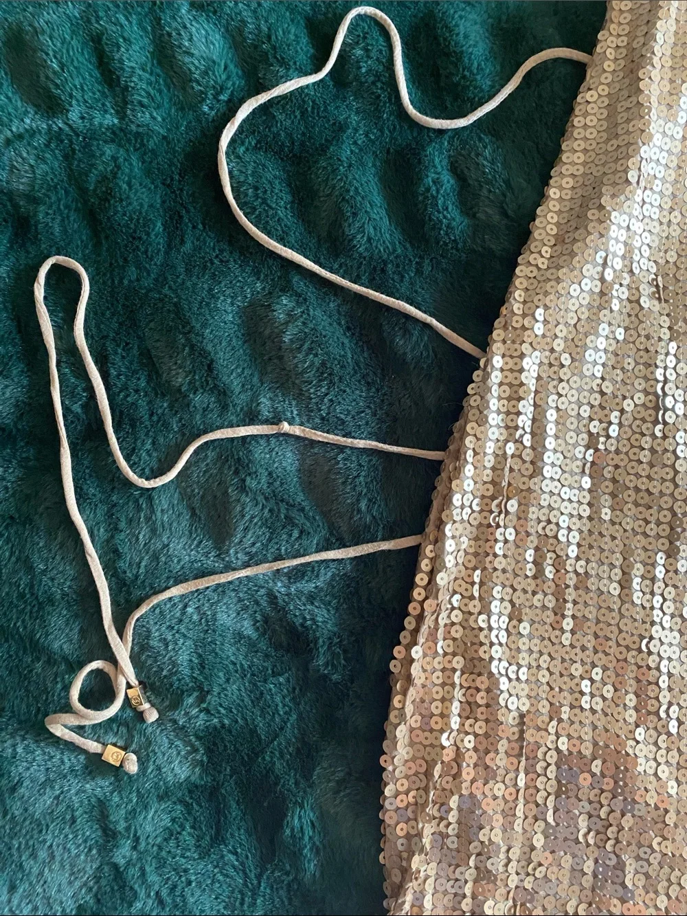 Michael Kors Gold Sequin Wrap Mini Dress